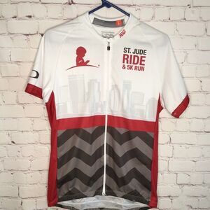 Podiumwear Women's Red/White Ride Full Zip Short Sleeve Cycling Jersey Shirt  L